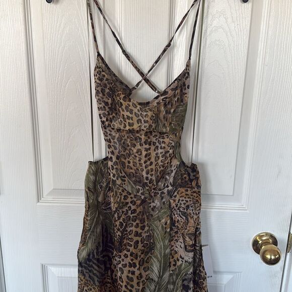 Retrofete Scarlett silk chiffon Dress in jungle leopard size Medium - Picture 8 of 12